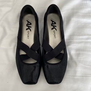 Anne Klein Sport black strap flats, size 11
